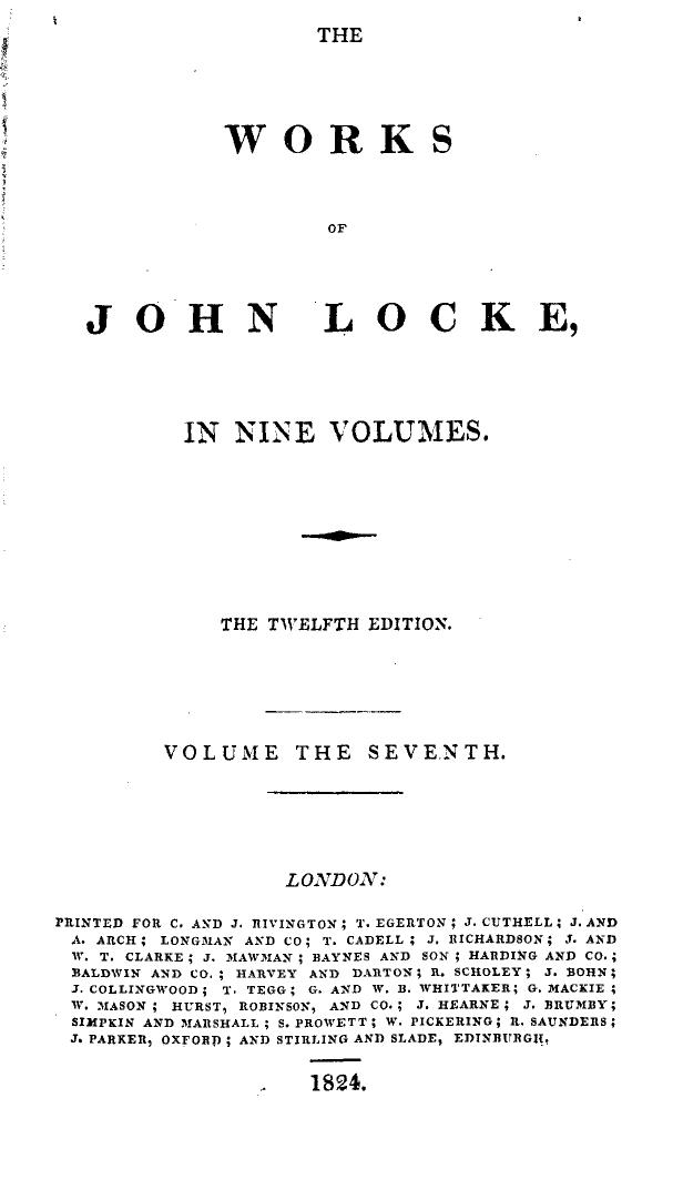 The Works of John Locke in 9 volumes, vol. 7 (1824)