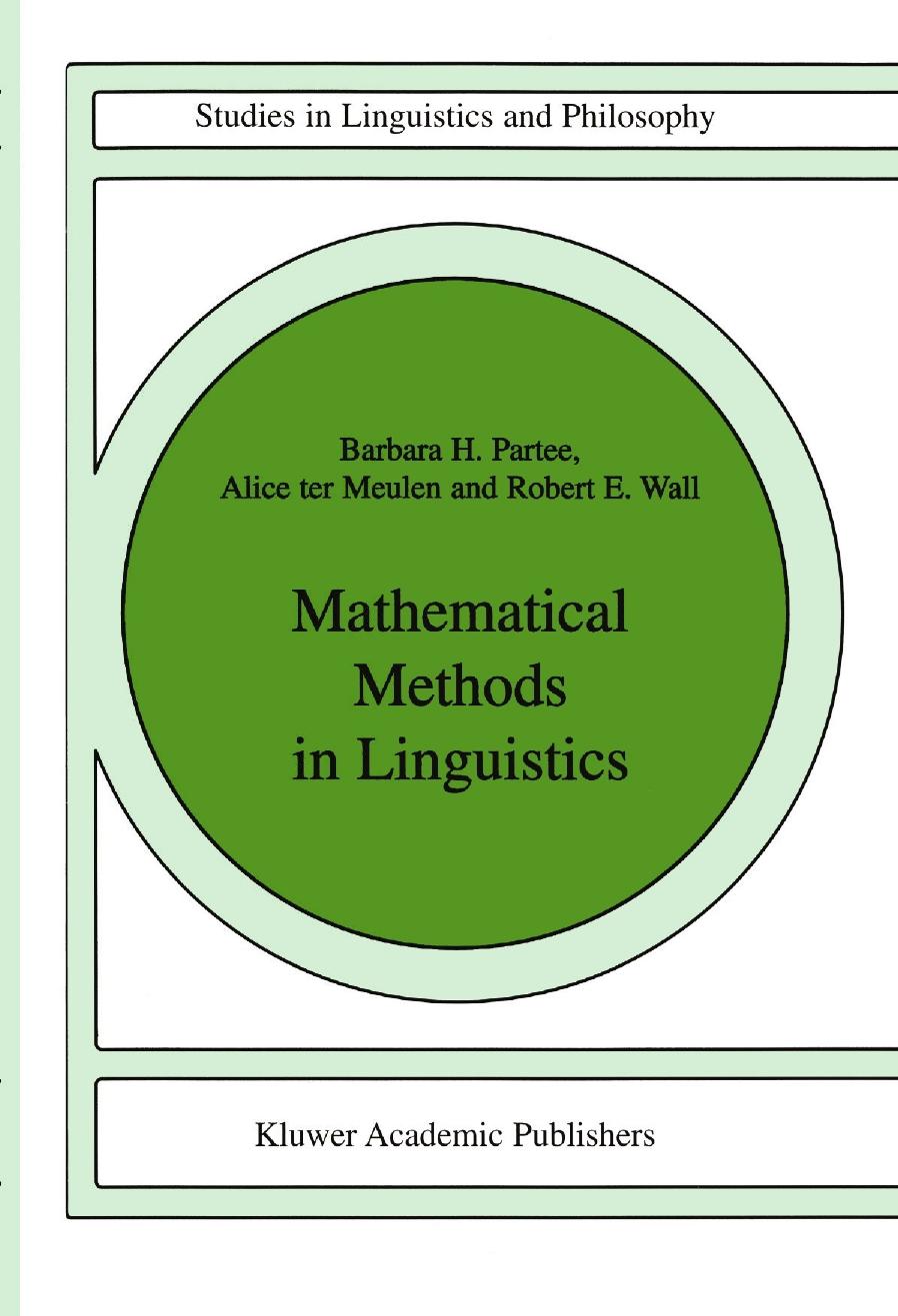 Mathematical Methods in Linguistics